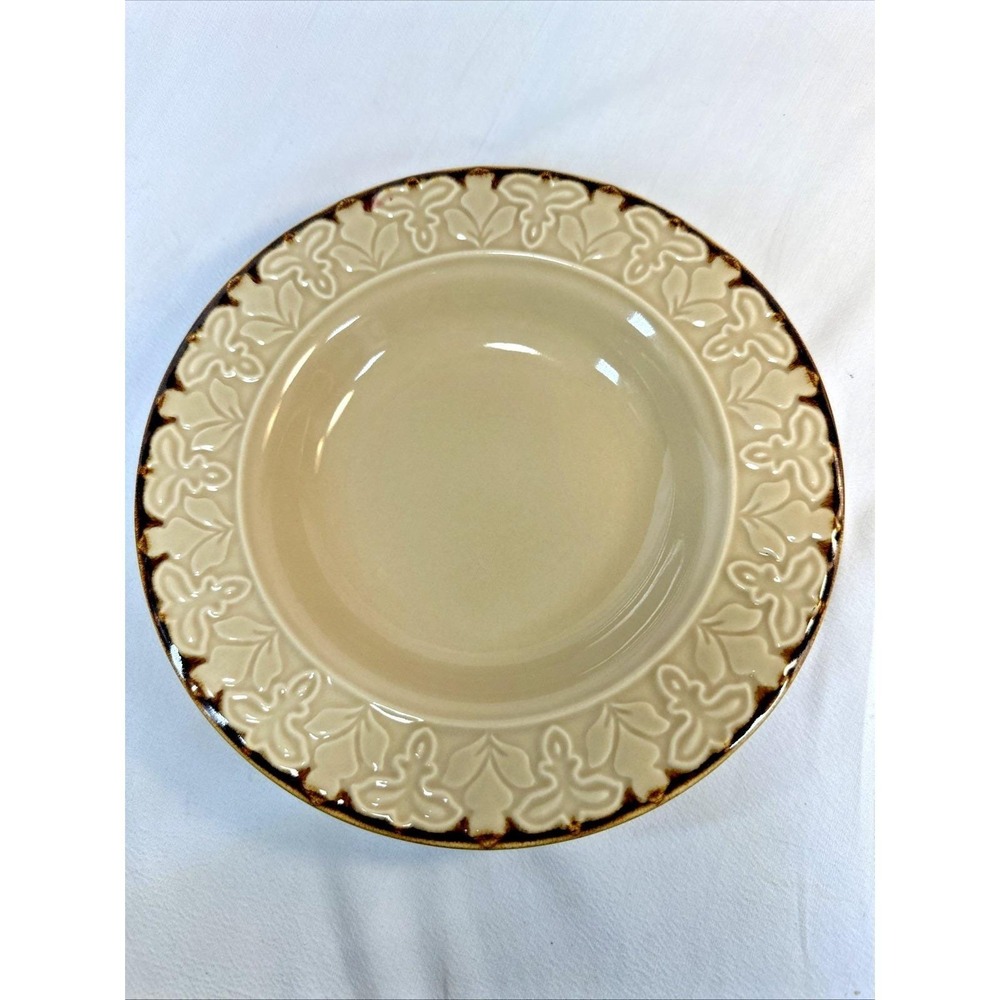 Cindy Crawford Style Harvest Flat Rimmed Soup Bowl 9 1/8" Embossed Edge